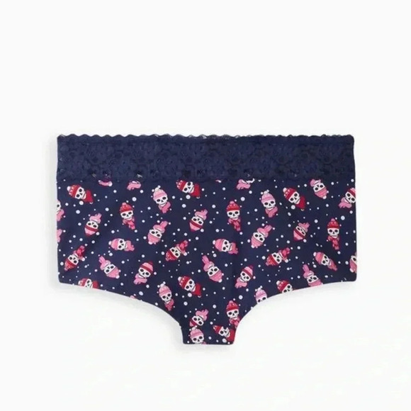 Torrid Cozy Skull Holiday Mid Rise Boy-short Lace Trim Panty - Picture 3 of 4